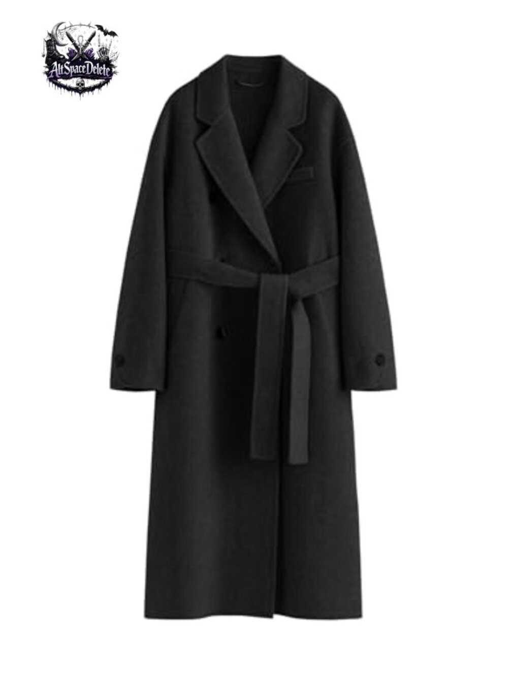 Women's Long Trench Coat Double Breasted Button Down Lapel Belted Peacoat